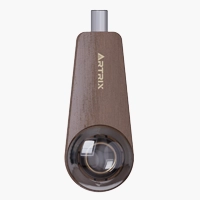 Artrix vape pen featuring a minimalist style window that maximizes the display of fine extracts, with a premium glass mouthpiece embodying luxury and composure.
