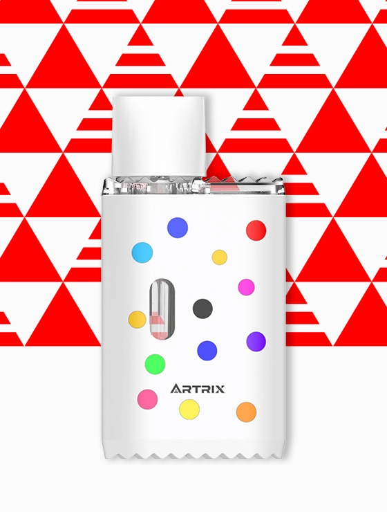 Artrix Wavvy Cannabis Vape ODM - Discreet 1mL/2mL cannabis vape hardware with 260mAh battery, available in 9 unique designs, perfect for D8/D9/CBD/THC.