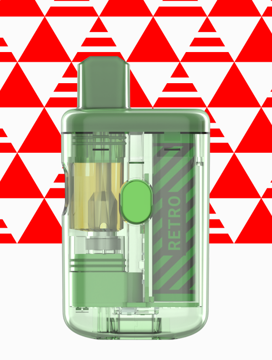 Artrix Retro 1+9 Program - Disposable cannabis vape 1mL ODM/OEM, transparent design with button control and 3 pre-heating modes. 9 unique design options available.