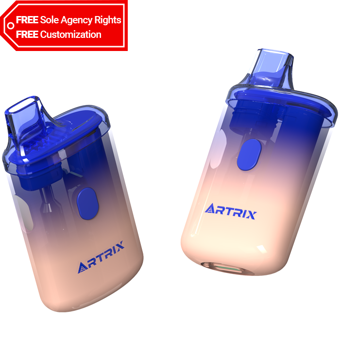Artrix Retro Semi-transparent vape device with retro translucent hues and a sleek gradient spray, blending classic and modern aesthetics for a refined look.