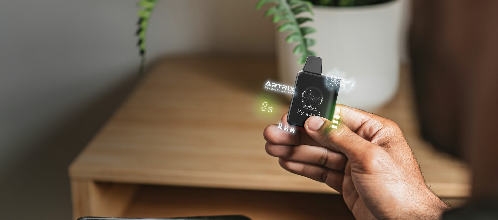 Full-screen visual display on Lilmon Vision device showing brand impact