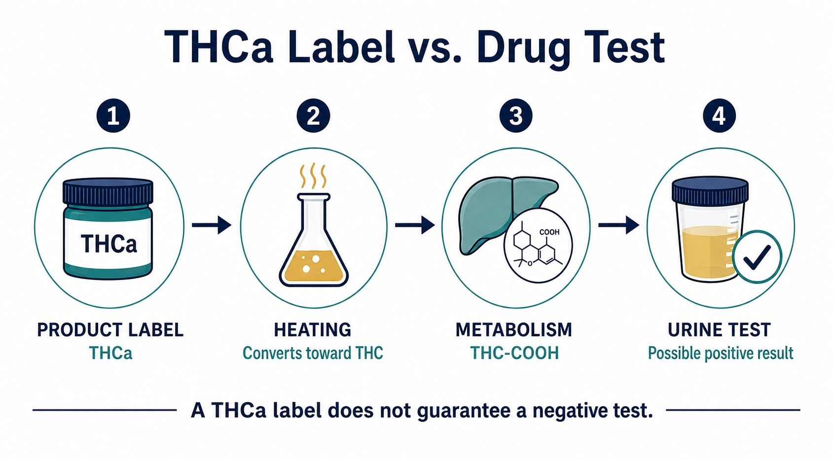 Heating THCa can lead to THC-COOH metabolism and a possible positive urine test.