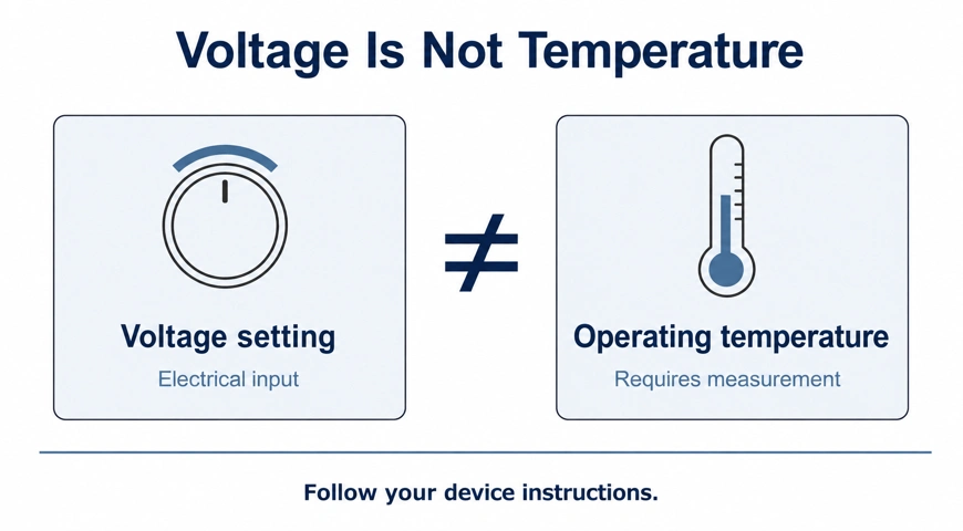 Comparison showing that voltage is an electrical input, while operating temperature requires
